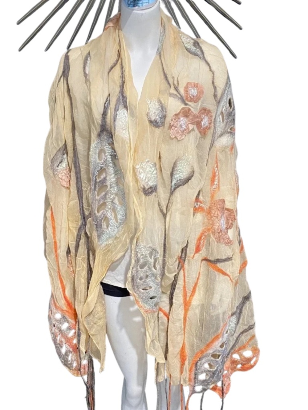 Unique Silk Merino Wool Handmade Scarf